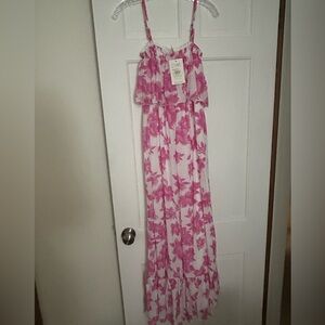 India boutique new with tags maxi dress pink floral. One size.
